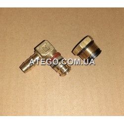 Штуцер энергоаккумулятора Mercedes Atego (колено + гайка, резьба – M22, под трубку 12 мм)