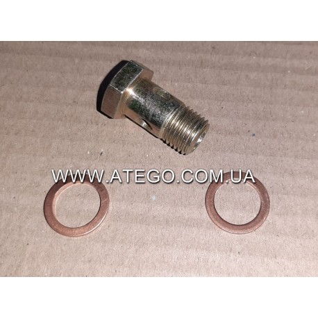Пустотелый болт подсоединения трубки охлаждения компрессора Mercedes Atego.